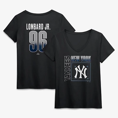 Women's George Lombard Jr. Black New York Yankees Homefield Pop Name & Number V-Neck T-Shirt