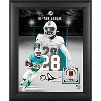 De’Von Achane Miami Dolphins Facsimile Signature Framed 11" x 14" Showcase Collage with a Piece of Game-Used Football - Limited Edition of 250