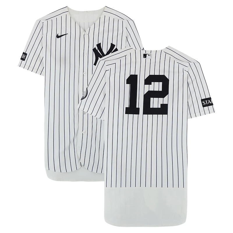 Trent Grisham New York Yankees Game-Used #12 White Nike Pinstripe Jersey vs. Pittsburgh Pirates on July 22, 2026 - Game Two of Doubleheader