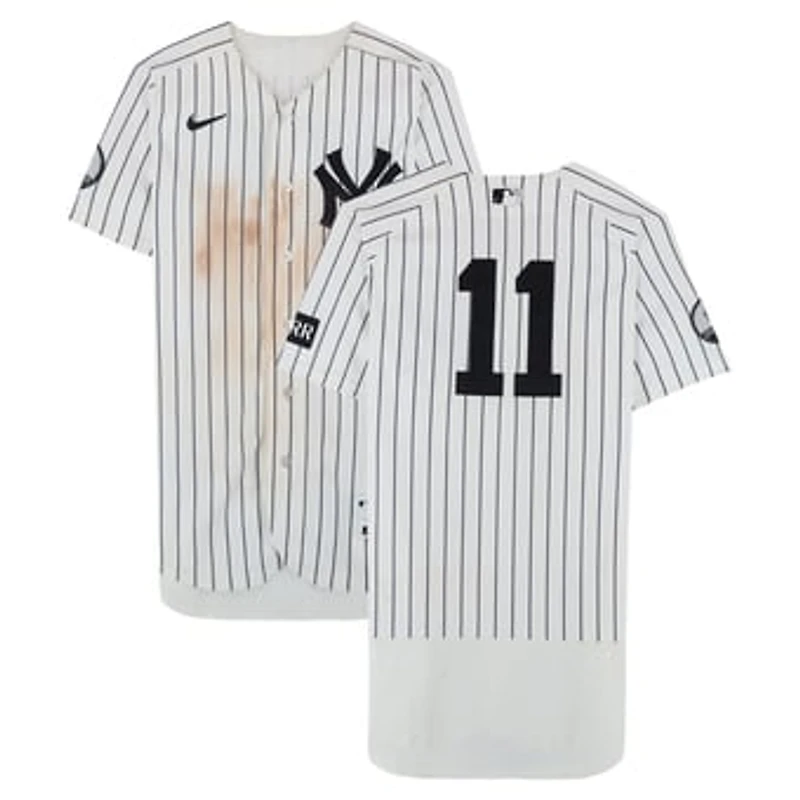 Anthony Volpe New York Yankees Game-Used #11 White Nike Pinstripe Jersey vs. Pittsburgh Pirates on July 22, 2026 - Game Two of Doubleheader