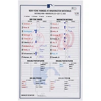 New York Yankees Game-Used Lineup Card vs. Washington Nationals on July 12, 2026