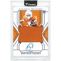 Matthew Golden Texas Longhorns Autographed 2025 Panini National Treasures Collegiate Jumbo Jersey Relic #52 #35/49 Rookie Card