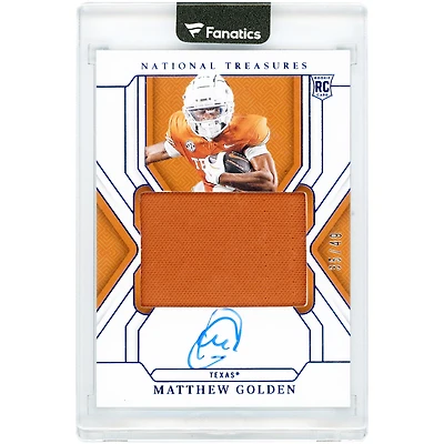 Matthew Golden Texas Longhorns Autographed 2025 Panini National Treasures Collegiate Jumbo Jersey Relic #52 #35/49 Rookie Card