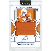 Matthew Golden Texas Longhorns Autographed 2025 Panini National Treasures Collegiate Jumbo Jersey Relic #52 #35/49 Rookie Card