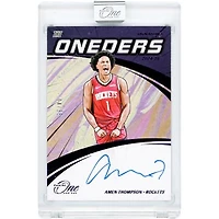 Amen Thompson Houston Rockets Autographed 2024-25 Panini One & One The Oneders Purple #TOS-AMN #4/35 Card