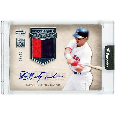 Carl Yastrzemski Boston Red Sox Autographed 2005 Upper Deck Hall Of Fame Seasons Dual-Color Game Used Relic #HFS-CY1 #9/10 Card