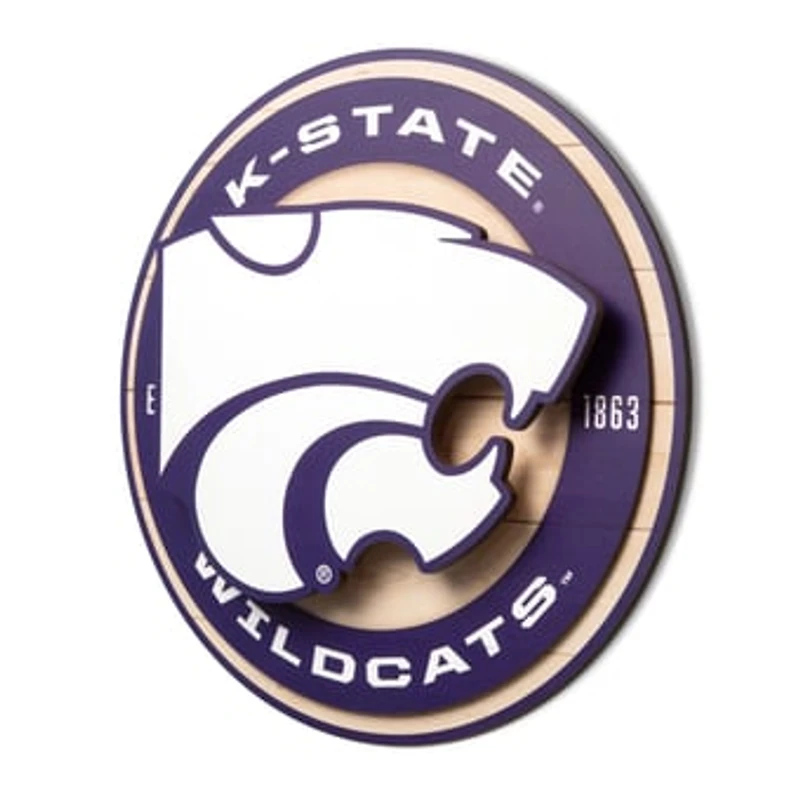 IDNA Kansas State Wildcats 15" x 15" 3DX Logo Circle Backer Wall Art