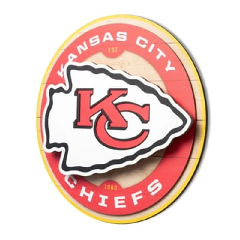 IDNA Kansas City Chiefs 15" x 15" 3DX Logo Circle Backer Wall Art