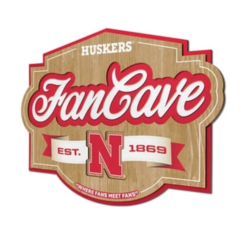 IDNA Nebraska Huskers 12.5" x 17" Fan Cave Sign