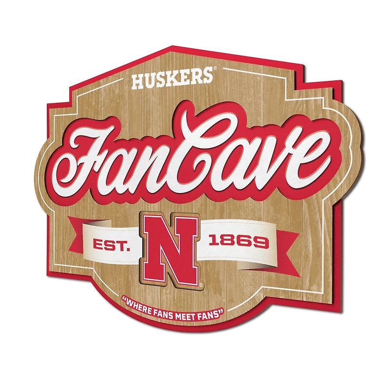 IDNA Nebraska Huskers 12.5" x 17" Fan Cave Sign