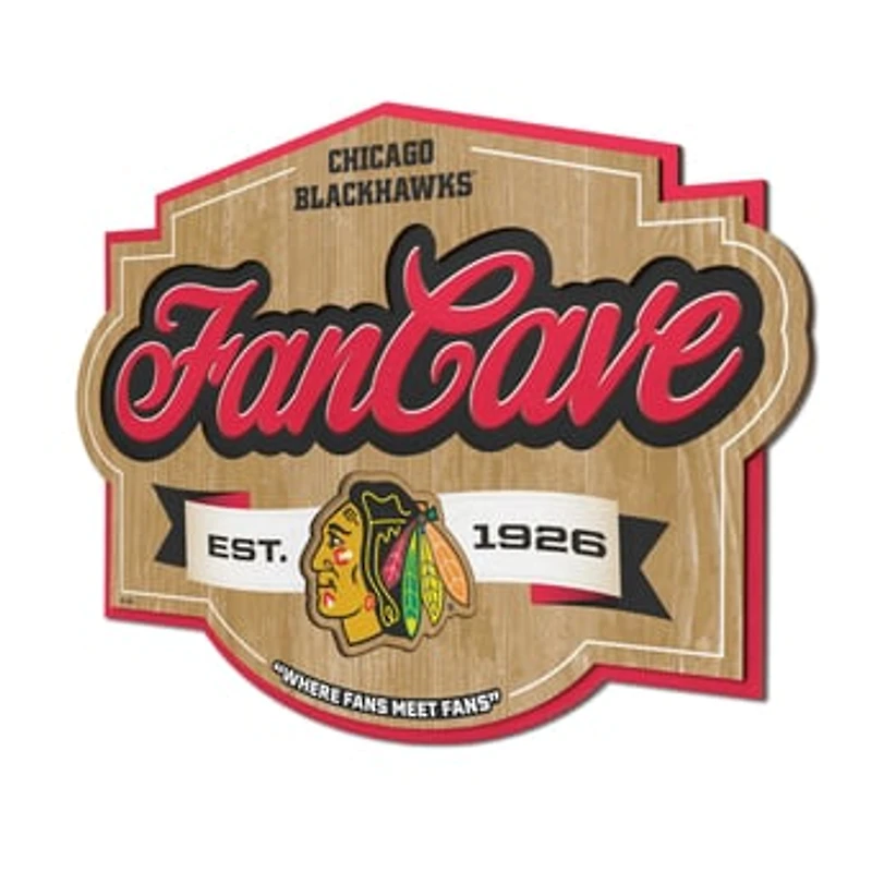 IDNA Chicago Blackhawks 12.5" x 17" Fan Cave Sign