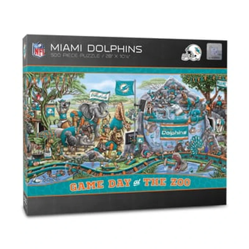 IDNA Miami Dolphins 10.5" x 28" Game Day at the Zoo 500-Piece Puzzle