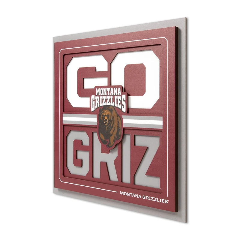IDNA Montana Grizzlies 12" x 12" Slogan Series 3D Wall Art