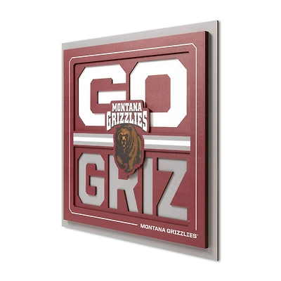 IDNA Montana Grizzlies 12" x 12" Slogan Series 3D Wall Art