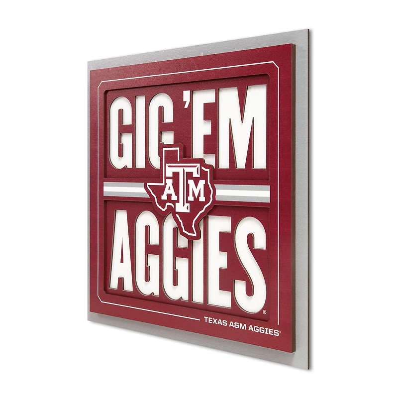 IDNA Texas A&M Aggies 12" x 12" Slogan Series 3D Wall Art