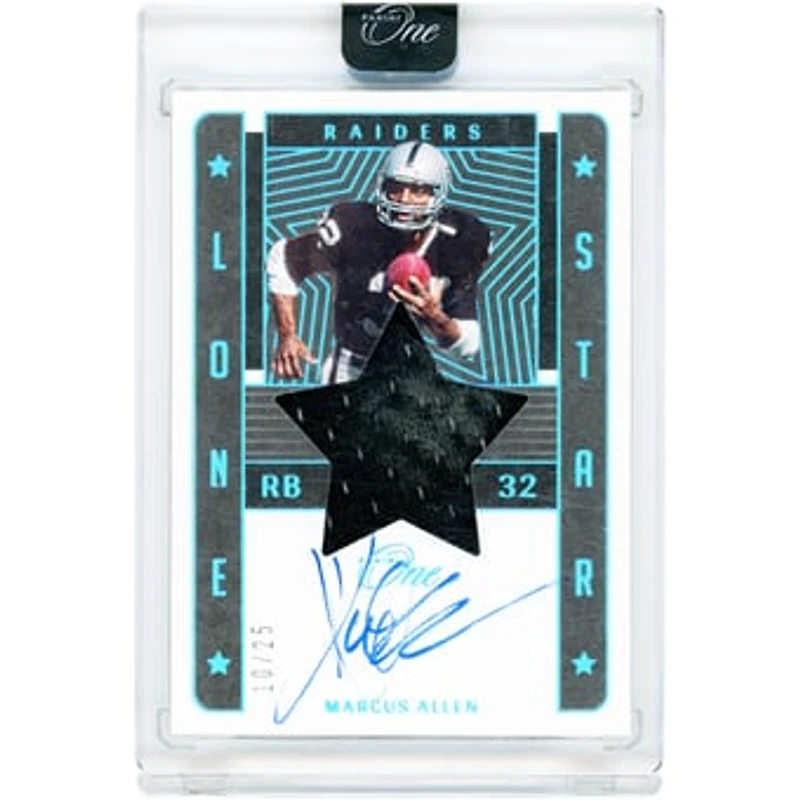 Marcus Allen Oakland Raiders Autographed 2022 Panini One Lone Star Jersey Relic #81 #10/25 Card