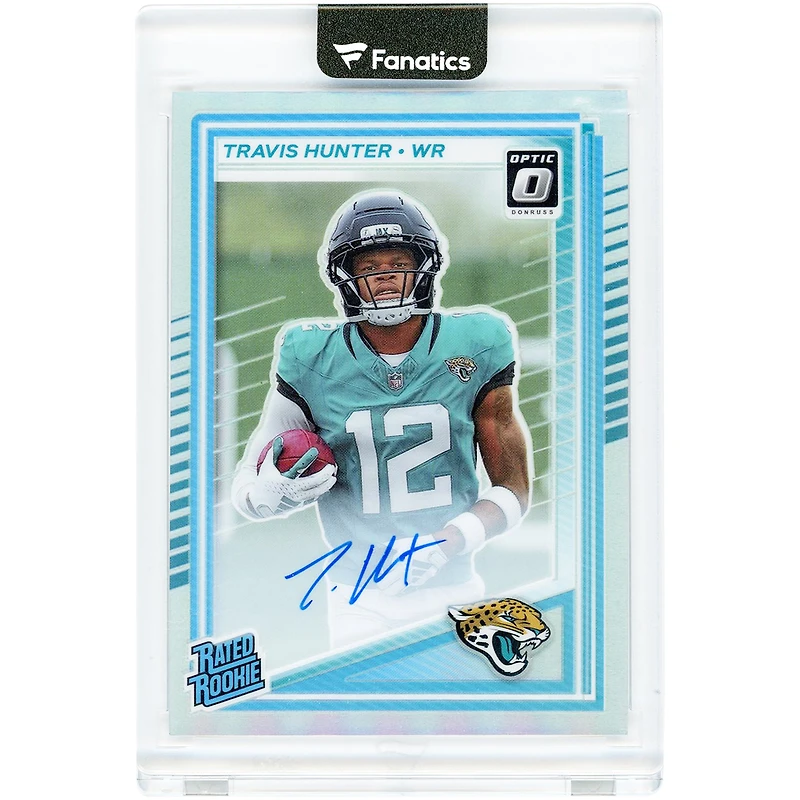 Travis Hunter Jacksonville Jaguars Autographed 2025 Panini Donruss Optic Rated Rookie Holo #201 #21/199 Rookie Card
