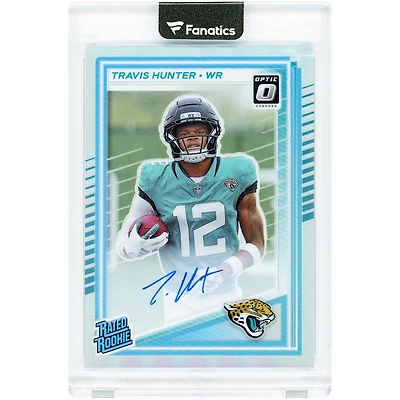 Travis Hunter Jacksonville Jaguars Autographed 2025 Panini Donruss Optic Rated Rookie Holo #201 #21/199 Rookie Card