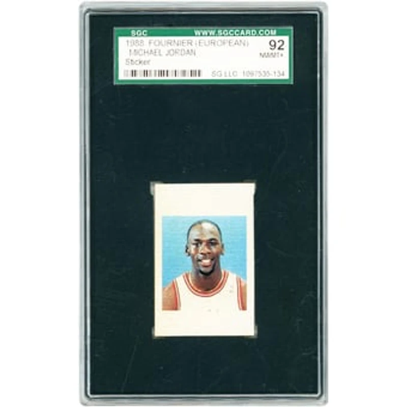 Michael Jordan Chicago Bulls 1988 Fournier European Sticker #NNO SGC Authenticated 8.5 Card
