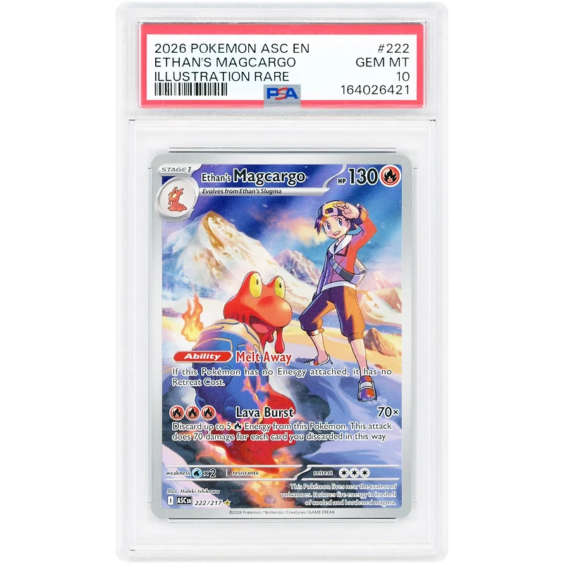 Ethan's Magcargo 2026 Pokemon Ascended Heroes Illustration Rare #222 PSA Authenticated Card
