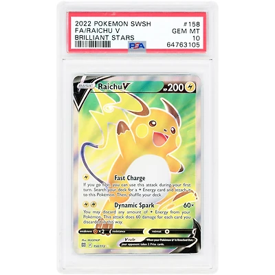 Raichu V 2022 Pokemon Brilliant Stars Ultra Rare #158 PSA Authenticated 10 Card