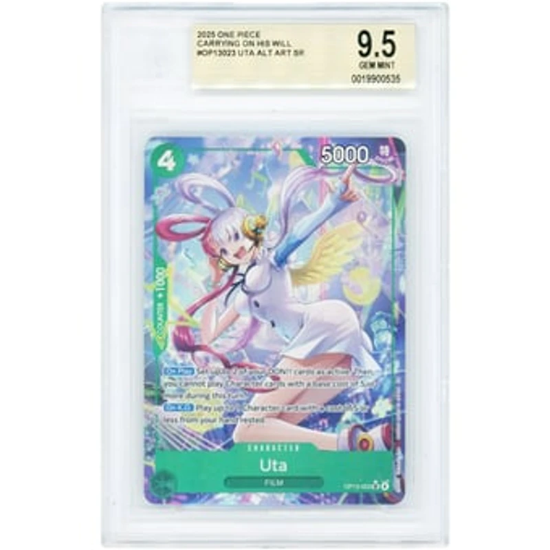 Uta 2025 One Piece Carrying On His Will Alternate Art Secret Rare #OP13-023 BGS Authenticated 9.5 Card