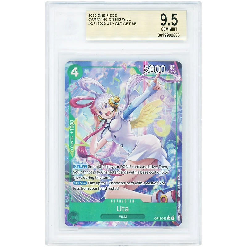 Uta 2025 One Piece Carrying On His Will Alternate Art Secret Rare #OP13-023 BGS Authenticated 9.5 Card