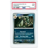 Umbreon 2025 Pokemon Prismatic Evolutions Master Ball Pattern #59 PSA Authenticated 9 Card