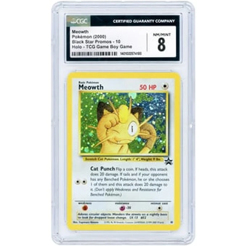 Meowth 2000 Pokemon Gameboy Black Star Promo #10 CGC Authenticated 8 Card
