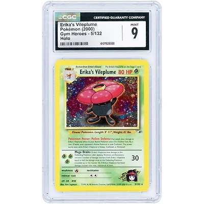 Erika's Vileplume 2000 Pokemon Gym Heroes Holo Rare #5 CGC Authenticated 9 Card