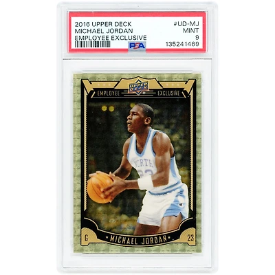 Michael Jordan North Carolina Tar Heels 2016 Upper Deck Employee Exclusive Gold Vinyl Refractor #UD-MJ PSA Authenticated 9 Card