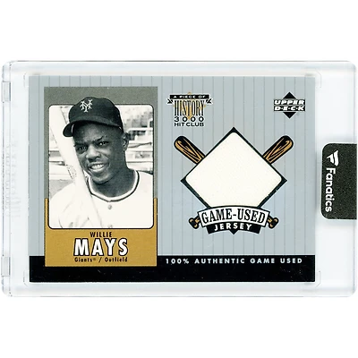 Willie Mays New York Giants 2000 Upper Deck A Piece Of History 3000 Hit Club Game Used Relic #WM-J Card