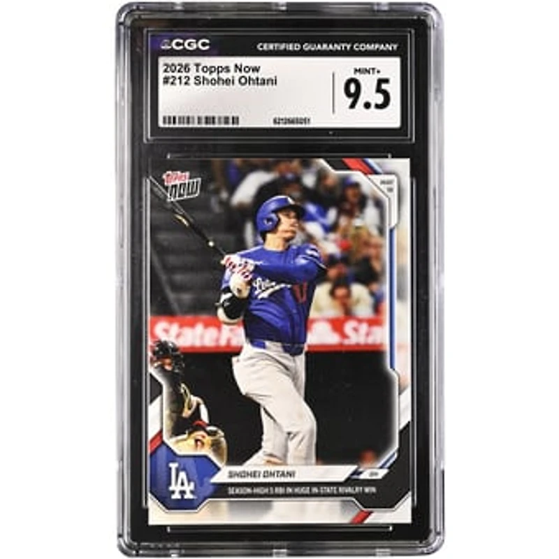 Shohei Ohtani Los Angeles Dodgers 2026 Topps Now Season-High 5 RBI in Huge in-state Rivalry Win #212 CGC Authenticated MINT+ 9.5 Card