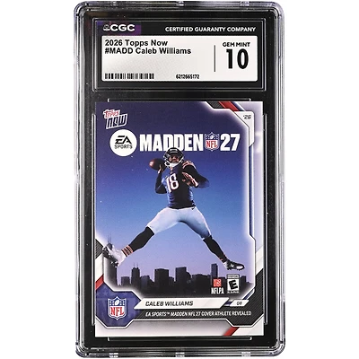 Caleb Williams Chicago Bears 2026 Topps Now EA Sports Madden NFL 27 Cover Athlete Revealed #MADD CGC Authenticated GEM MINT 10 Card