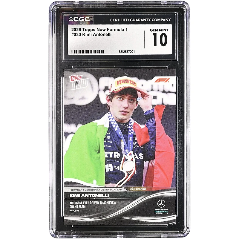 Kimi Antonelli Mercedes-AMG Petronas F1 Team 2026 Topps Now Formula 1 Youngest Ever Driver to Achieve a Grand Slam #33 CGC Authenticated GEM MINT 10 Card