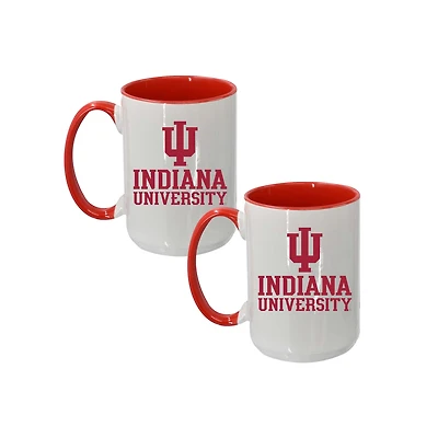 The Memory Company Indiana Hoosiers Two-Piece 15oz. Logo Coffee Mug Set