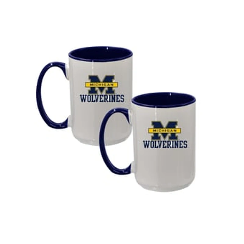 The Memory Company Michigan Wolverines Two-Piece 15oz. Logo Coffee Mug Set
