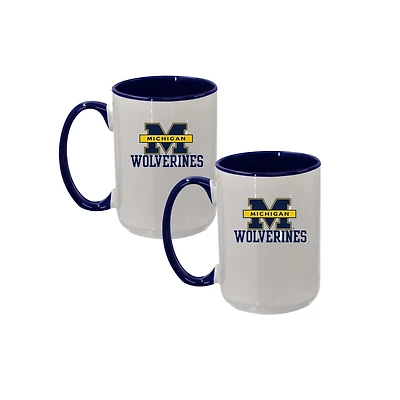 The Memory Company Michigan Wolverines Two-Piece 15oz. Logo Coffee Mug Set