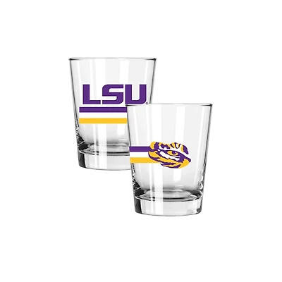 The Memory Company LSU Tigers Two-Piece 15oz. Big Stripes Double Old Fashioned Glass Set