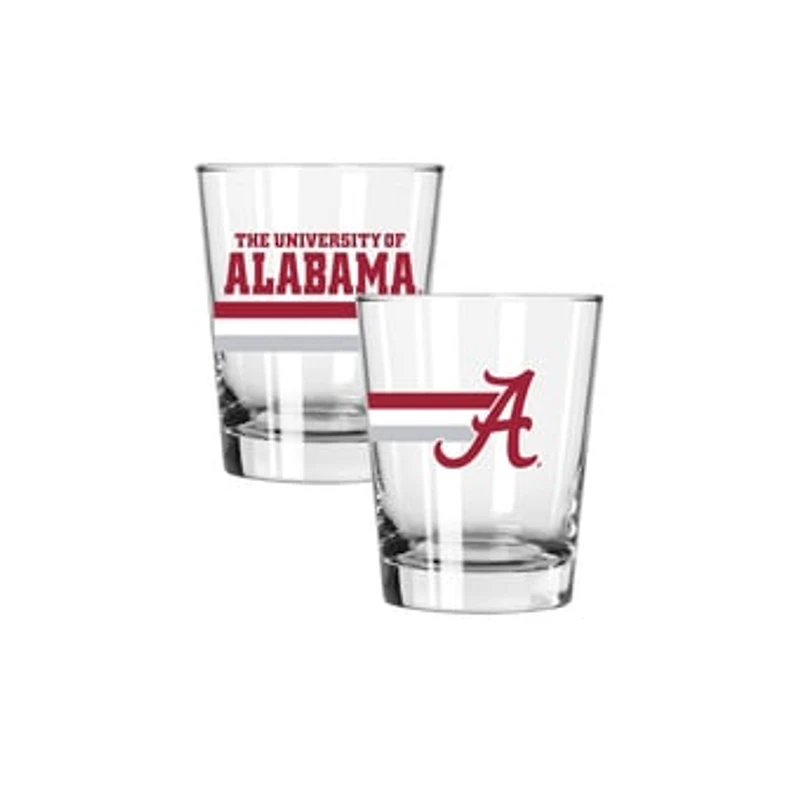 The Memory Company Alabama Crimson Tide Two-Piece 15oz. Big Stripes Double Old Fashioned Glass Set