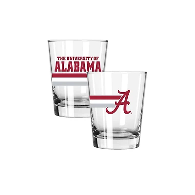 The Memory Company Alabama Crimson Tide Two-Piece 15oz. Big Stripes Double Old Fashioned Glass Set
