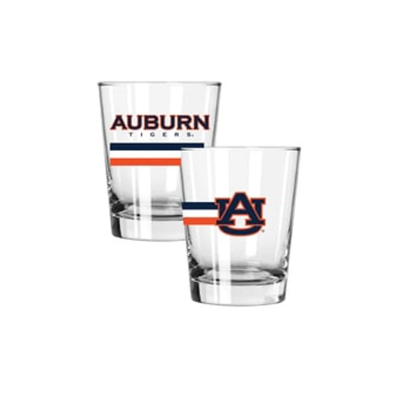 The Memory Company Auburn Tigers Two-Piece 15oz. Big Stripes Double Old Fashioned Glass Set