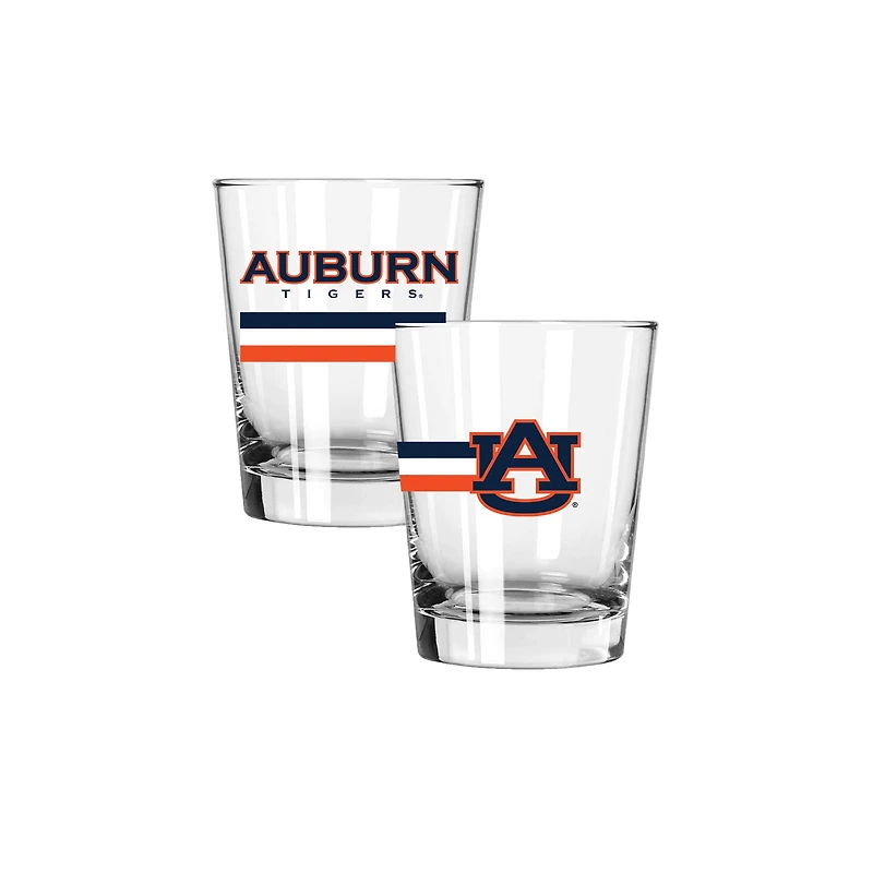 The Memory Company Auburn Tigers Two-Piece 15oz. Big Stripes Double Old Fashioned Glass Set