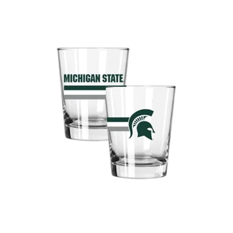 The Memory Company Michigan State Spartans Two-Piece 15oz. Big Stripes Double Old Fashioned Glass Set