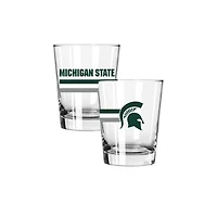 The Memory Company Michigan State Spartans Two-Piece 15oz. Big Stripes Double Old Fashioned Glass Set