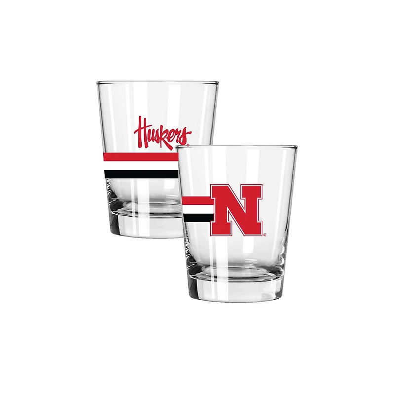 The Memory Company Nebraska Huskers Two-Piece 15oz. Big Stripes Double Old Fashioned Glass Set