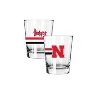The Memory Company Nebraska Huskers Two-Piece 15oz. Big Stripes Double Old Fashioned Glass Set