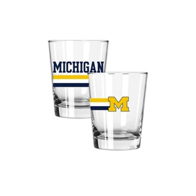 The Memory Company Michigan Wolverines Two-Piece 15oz. Big Stripes Double Old Fashioned Glass Set