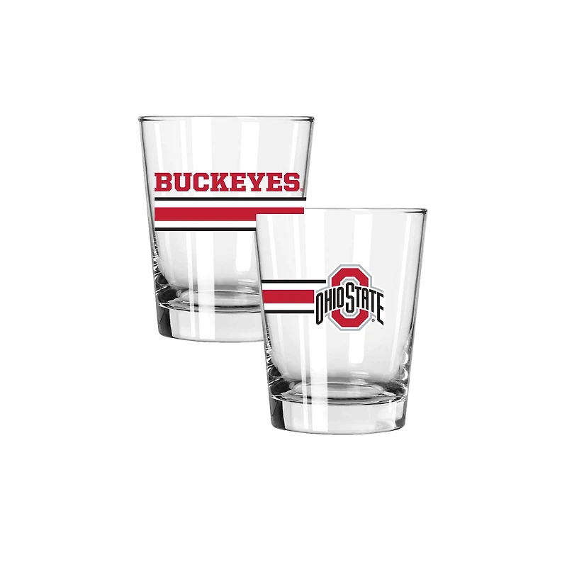 The Memory Company Ohio State Buckeyes Two-Piece 15oz. Big Stripes Double Old Fashioned Glass Set