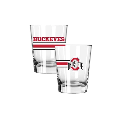 The Memory Company Ohio State Buckeyes Two-Piece 15oz. Big Stripes Double Old Fashioned Glass Set